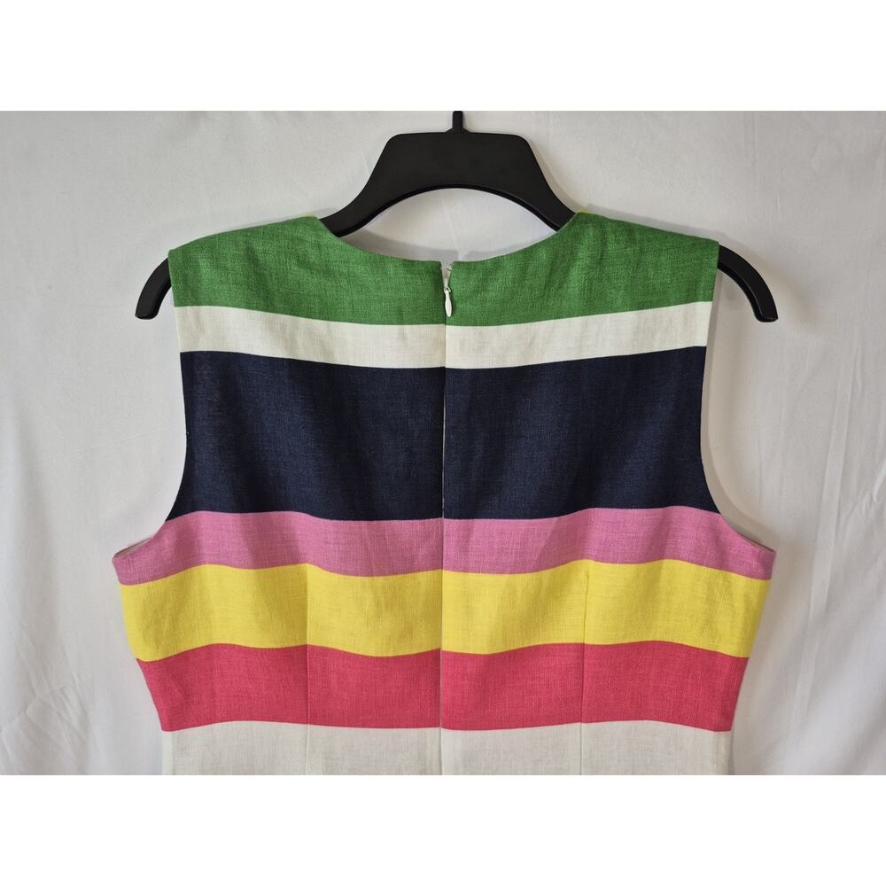 Hobbs London Designer Colorful Colorblock Linen Ives Sheath Dress US 10 - Picture 7 of 7